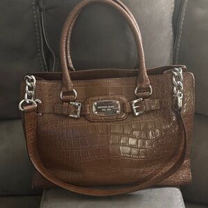 Michael Kors Tan Crocodile-Embossed Satchel